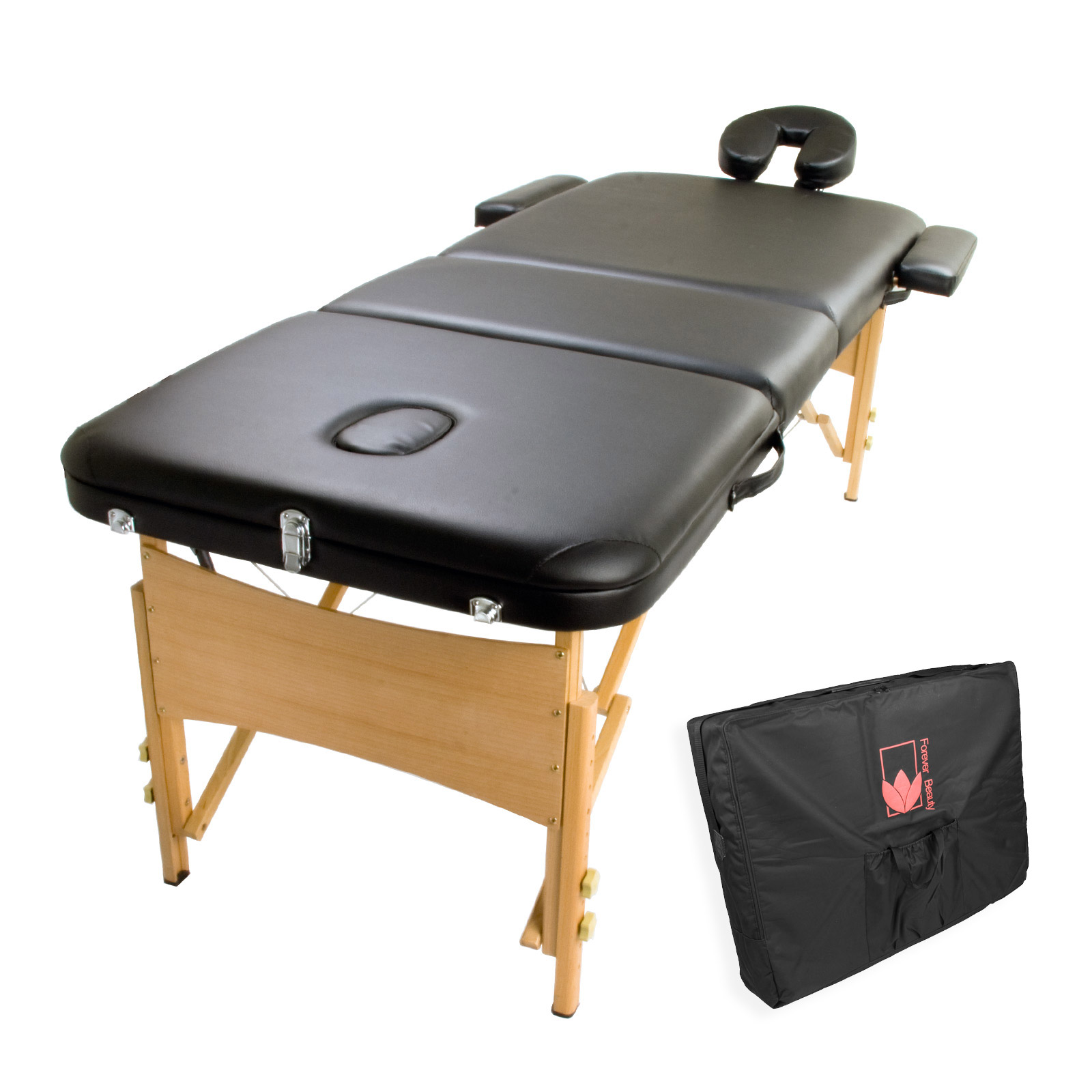 Wooden Portable Massage Table 3 Fold Beauty Therapy Bed Chair Waxing 70cm Black Ebay
