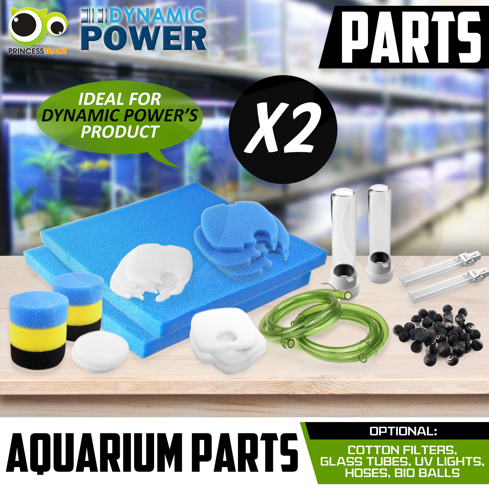 Aquarium Parts for Pump and Canister - UV Light Glass Sponge Filter Hose Media Kit