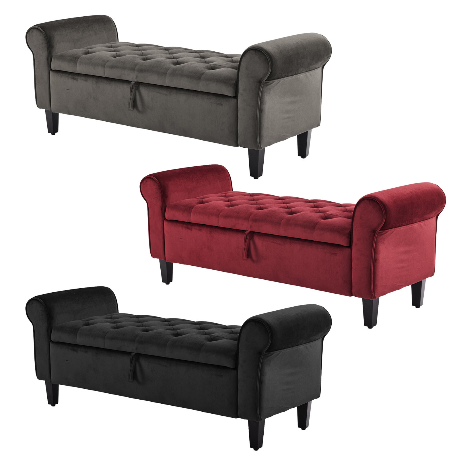 132cm Storage Ottoman Arm Velvet - VAR