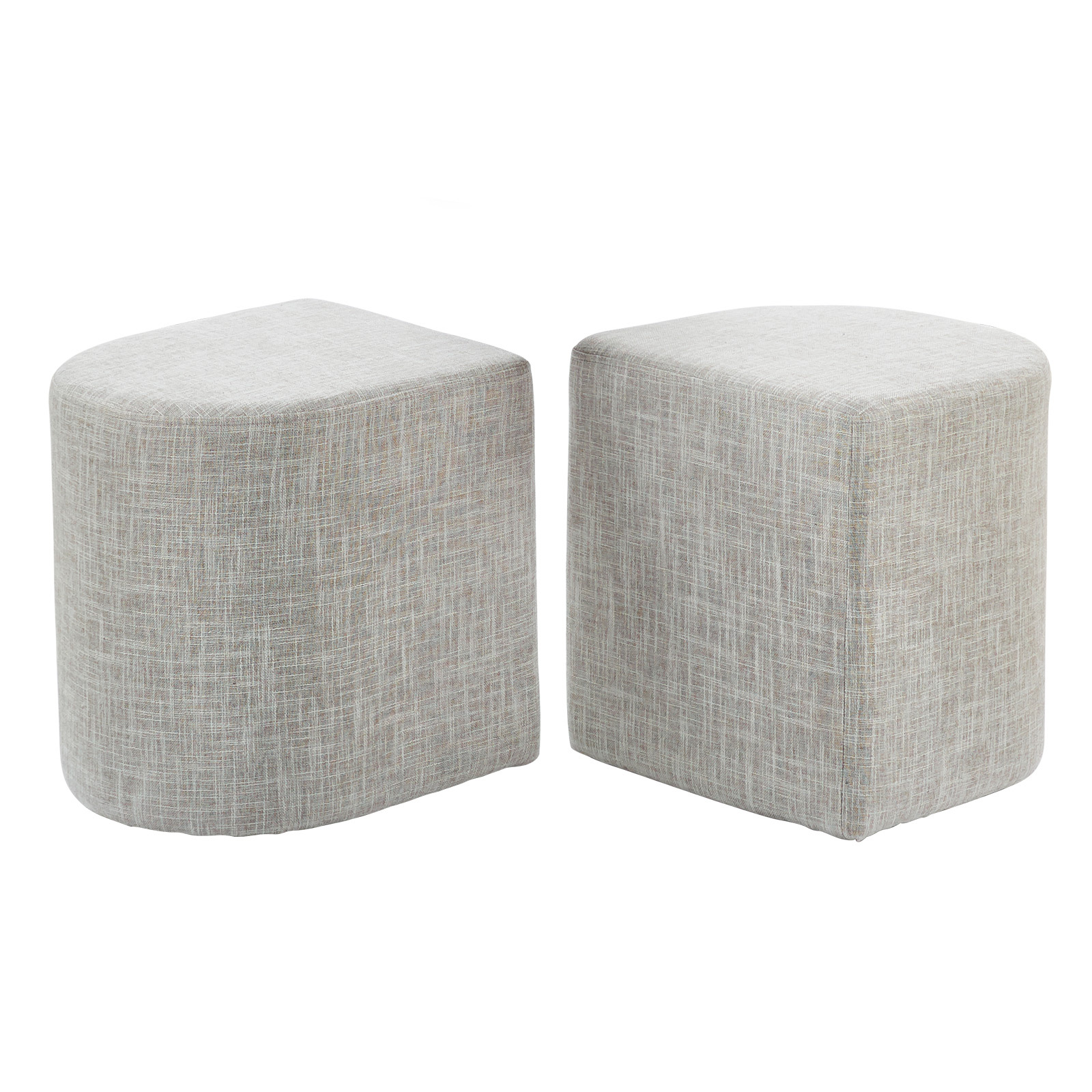 2X Linen Ottoman Stool - CREAM GREY