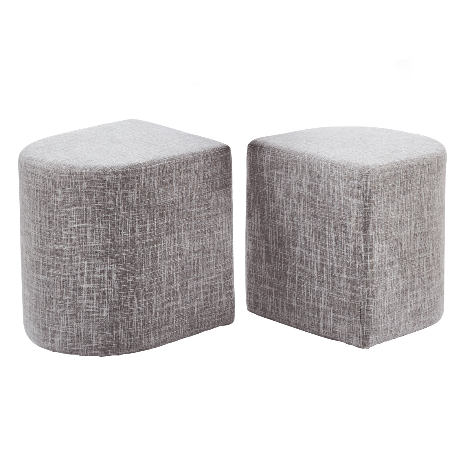 2X Linen Ottoman Stool - DARK GREY